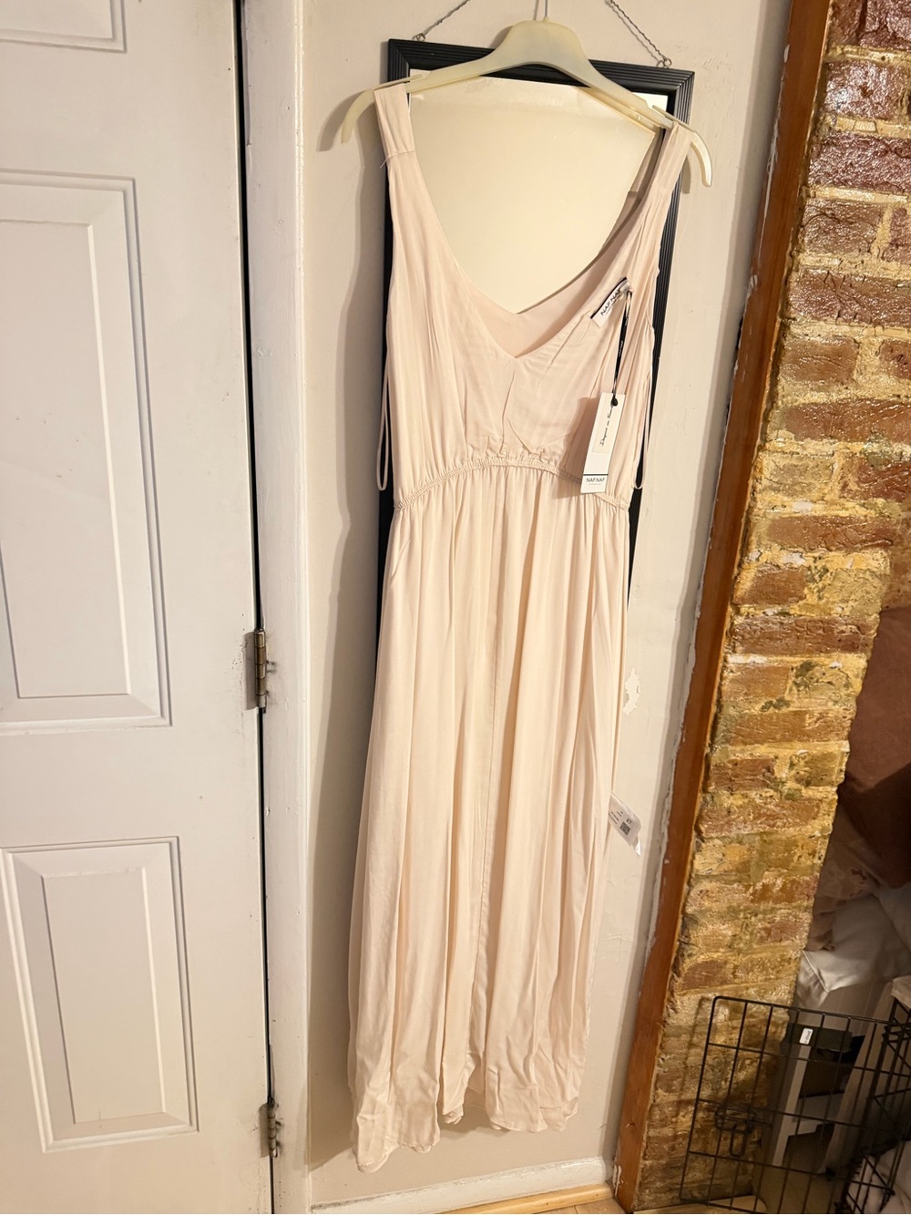 NAF NAF Nude Blush Pleated Maxi Dress NWT Size 40 / US 8-10 - Picture 6 of 11